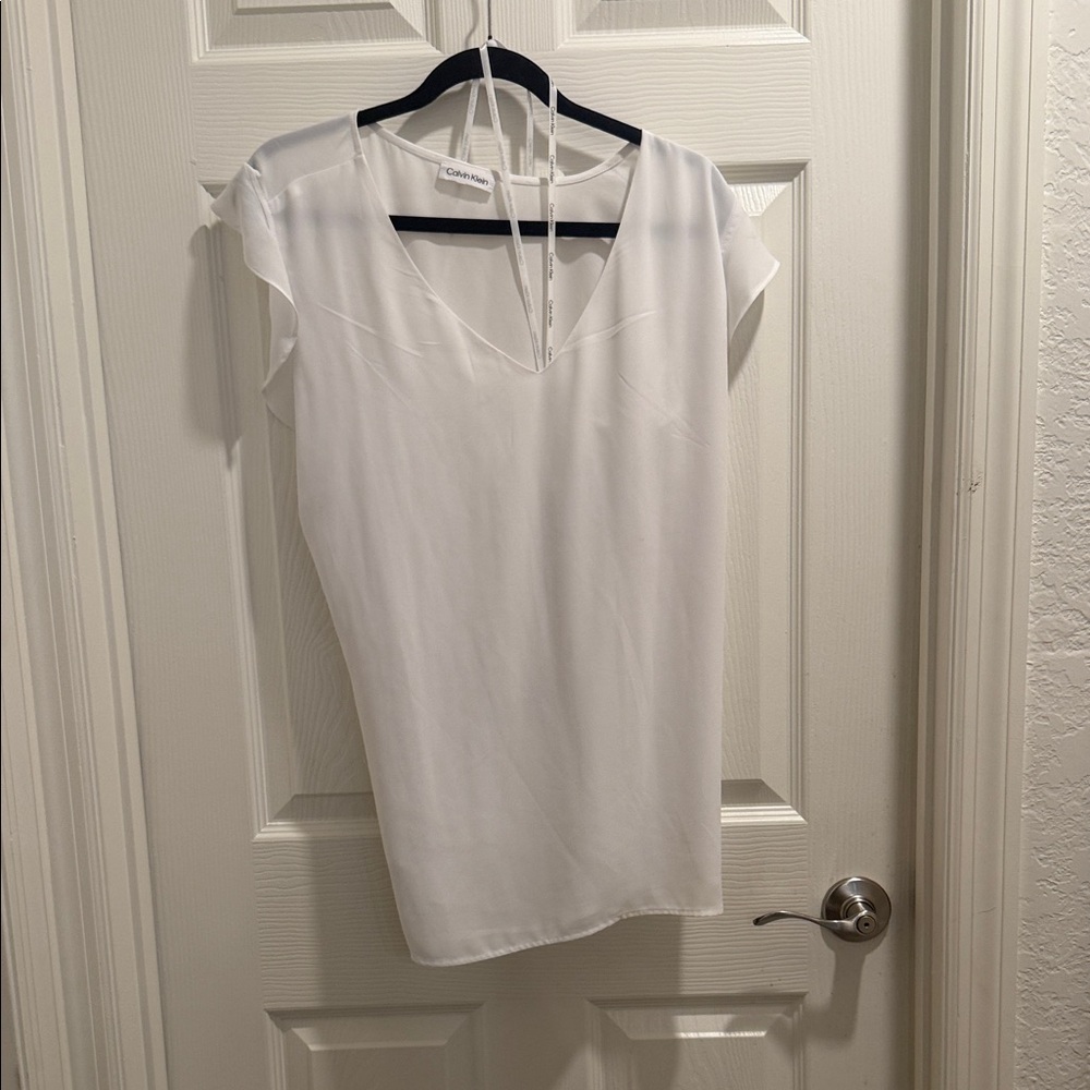 Calvin Klein Ivory V-Neck Top
